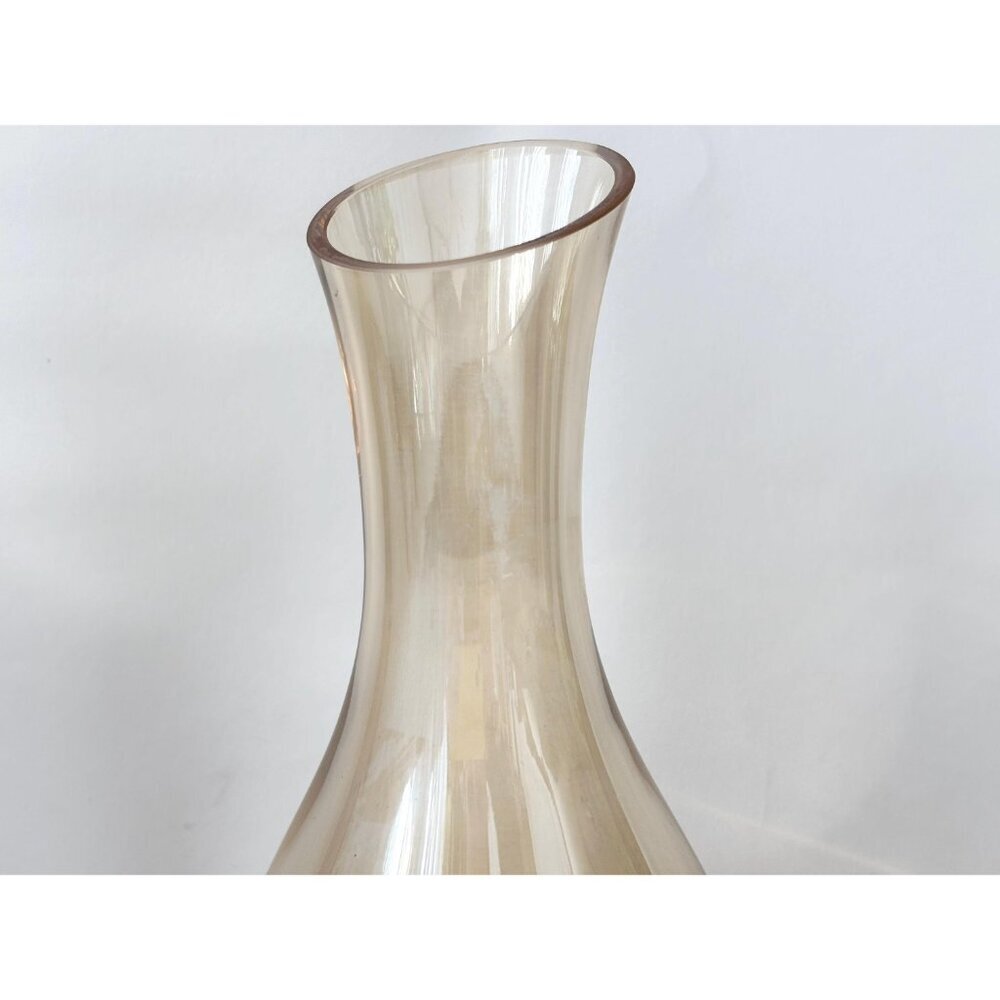 Etched Pale Yellow Glass Floral & Fruit Vintage Art Nouveau Oblique Glass Carafe - Picture 7 of 16